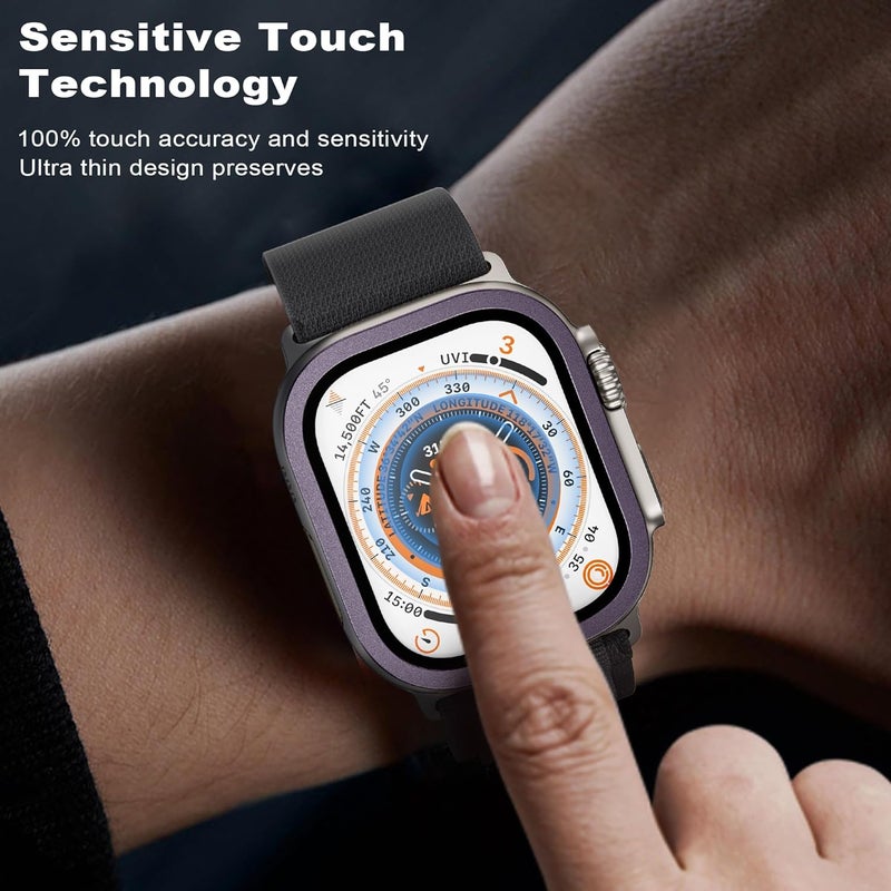 wsken for Apple Watch Ultra 3/Ultra 2/Ultra Screen Protector 49mm,9H Tempered Glass + Titanium Alloy Frame, [Keep Original] [Touch Sensitive] Lightweight Protective Glass Film for iwatch Ultra 3/2/1 - Image 3